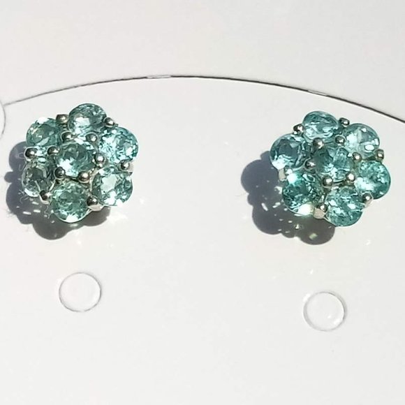 LAST ONE Apatite Flower & Sterling Silver Earrings - Picture 3 of 9